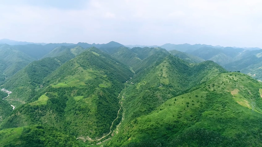 大山,山峰,秦岭,春天,连绵,绿色,航拍,免费视频素材