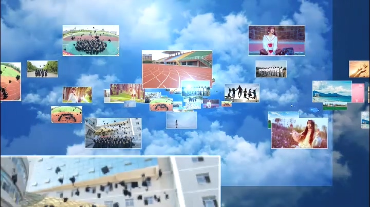 蓝天白云图片汇聚企业logo毕业片头