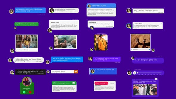 AE模板-手机短信社交聊天语音视频弹窗对话动画包 Message Toolkit V.2