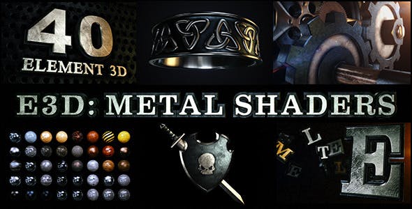 AE预设模板-46种金属材质贴图着色器E3D无缝预设 Metal Shaders for Element 3D