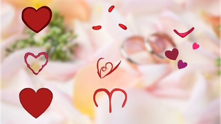 手绘浪漫心形透明通道特效素材