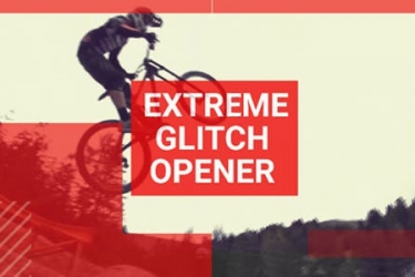 极限运动挑战视频信号干扰视频开场AE模版，Extreme Glitch Opener