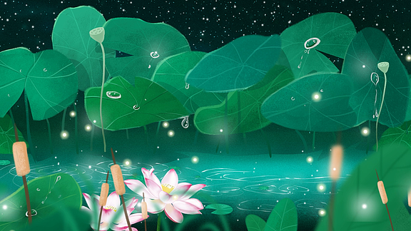 唯美小暑夏日荷塘荷花动态背景视频