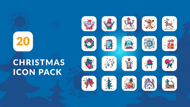 Christmas Animated Icons20组圣诞节卡通动态图形AE模板工程