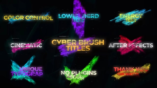 27种动态动画绚丽笔刷标题logoAE模板