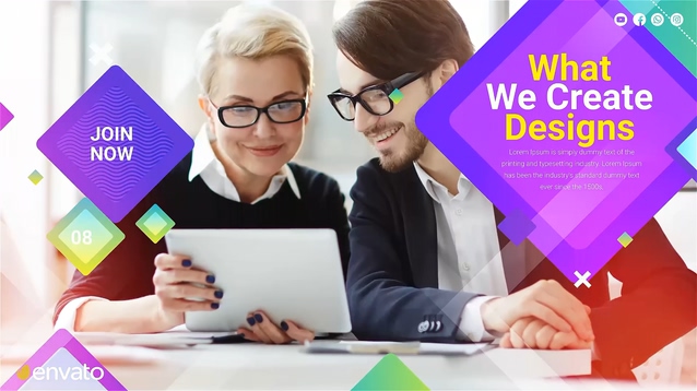 时尚多彩电商商务业务菱形展示AE模板