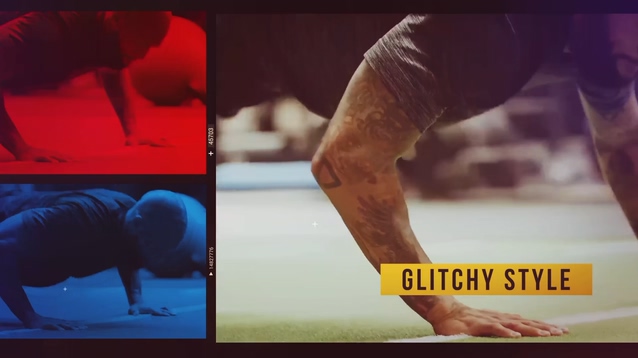 动感健身分段视频拼接AE模板片头