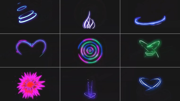 一组绚丽卡通魔法特效（AE工程）可生成透明背景导入任意编辑软件