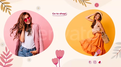 春意盎然花纹生长时尚遮罩广告片头AE模板