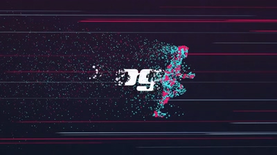 跑步运动标志与粒子PR模板